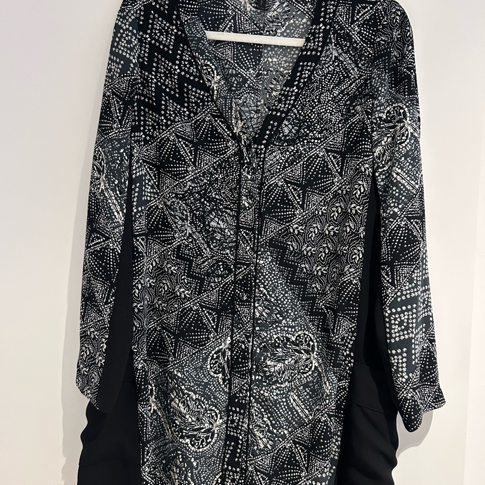 Black and White Patterned Women's Dress